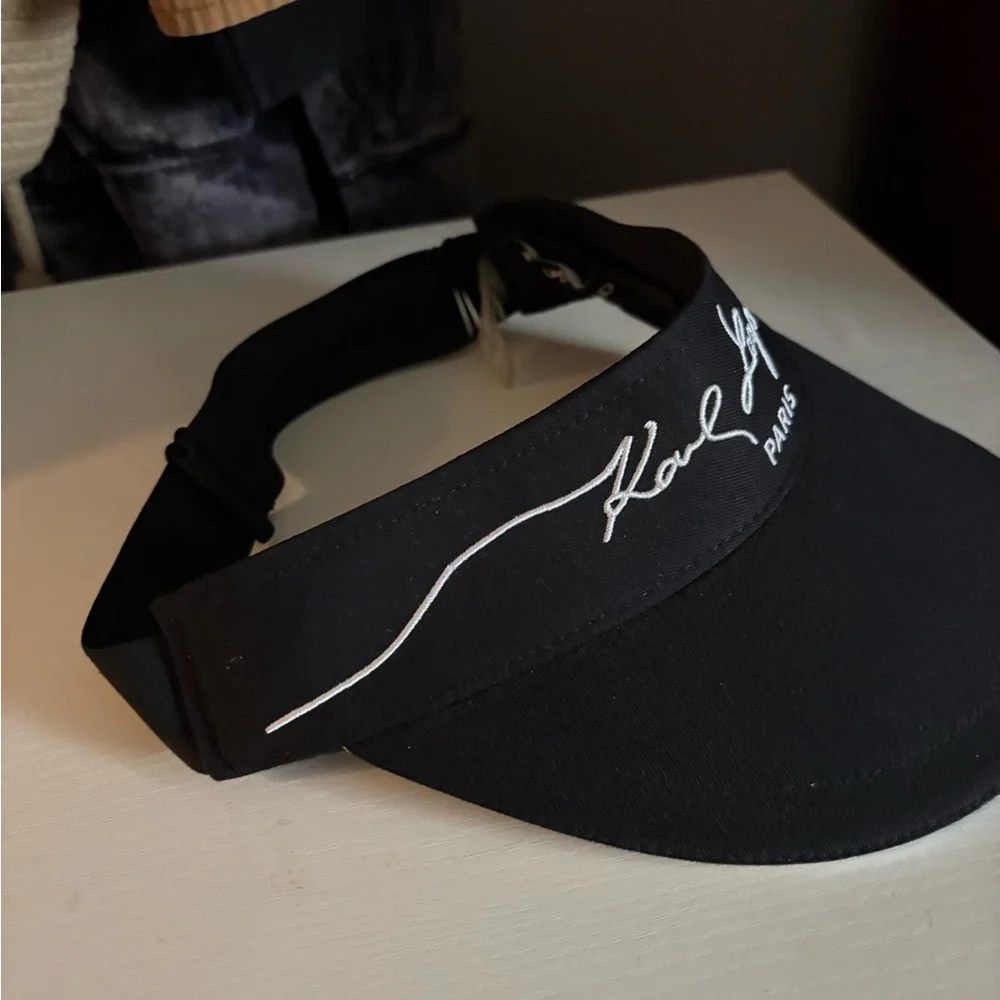 NWOT!|Karl Lagerfeld Signature Black Visor|adjustable! - Picture 2 of 6